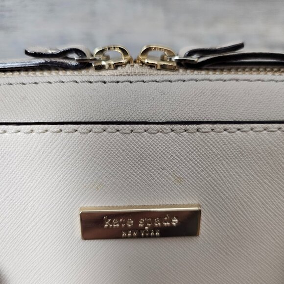 Kate Spade Newbury Lane Felix Saffiano Leather Taupe Cream Shoulder Handbag COA - Picture 2 of 16